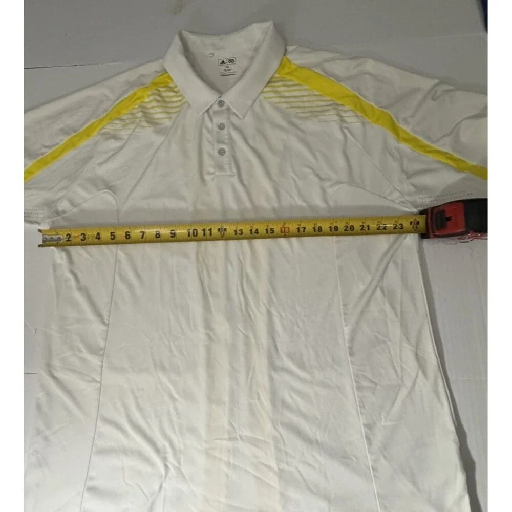 Adidas Golf ClimaCool Polo Men’s 2XL White Yellow Performance Short Sleeve